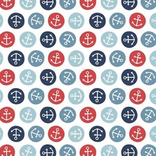 Nautical Collection Anchor Toss White 100 Cotton Fabric by The Yard