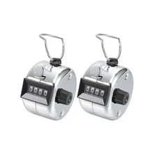2 PCS 4 Digit Number Dual Clicker Golf Hand Tally Counter Metal Handy Convenient