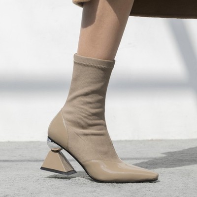 triangle heel boots