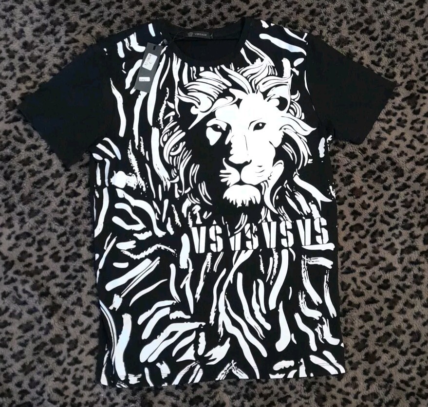NEW WITH TAGS Authentic Versace Rare All Over Print Lion Shirt Size Large Vtg