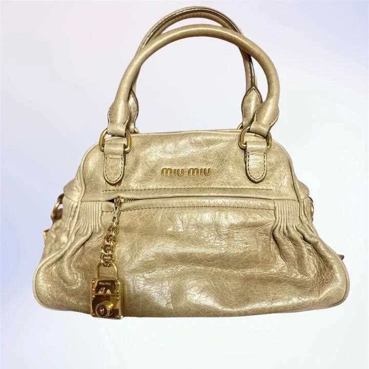 miumiu CHARM handbag leather miu miu vintage women's FROM JAPAN