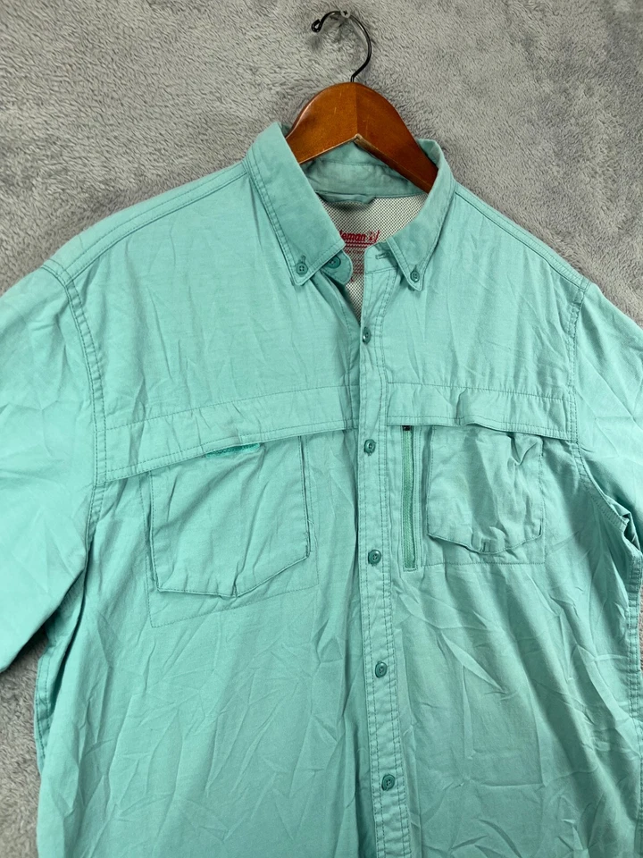 Camisas Coleman Para Hombre Grandes Pesca Ventiladas Manga Corta Abotonadas Azul Exterior Foto 2 de 4