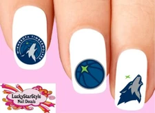 Waterslide Nail Decals Set of 20 - Minnesota Timberwolves Basketball Assorted