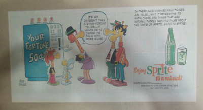 Sprite ad: Funny Mort Walker Giraffe Artwork! 1969 ''Fortune'' Size: 7.5 x 15 in