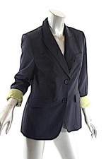 SONIA BOGNER Navy Wool Blend Light Weight Unlined Stretch Jacket US10 EU40
