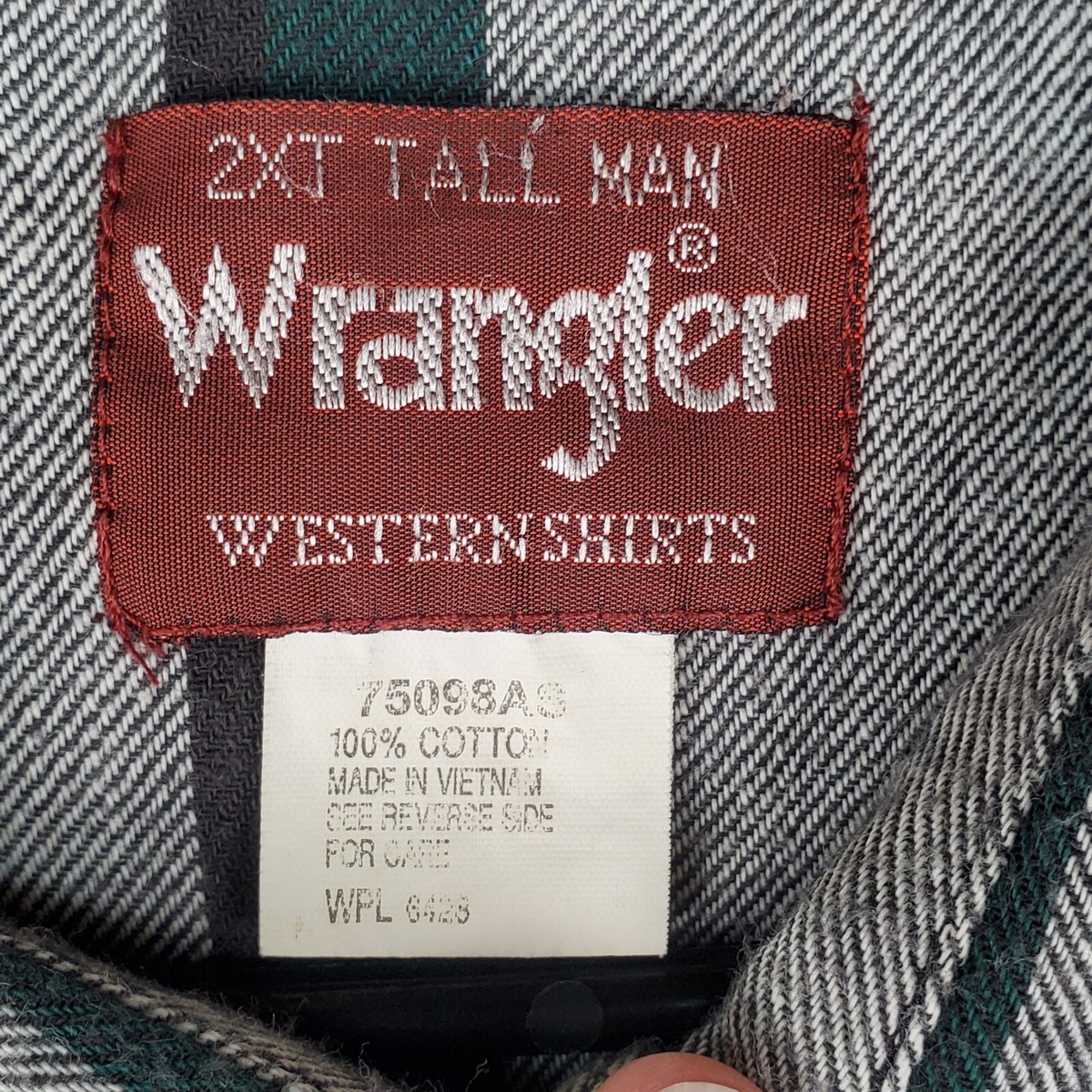 Wrangler Shirt Mens 2XT Tall Man Green Gray Striped Flannel