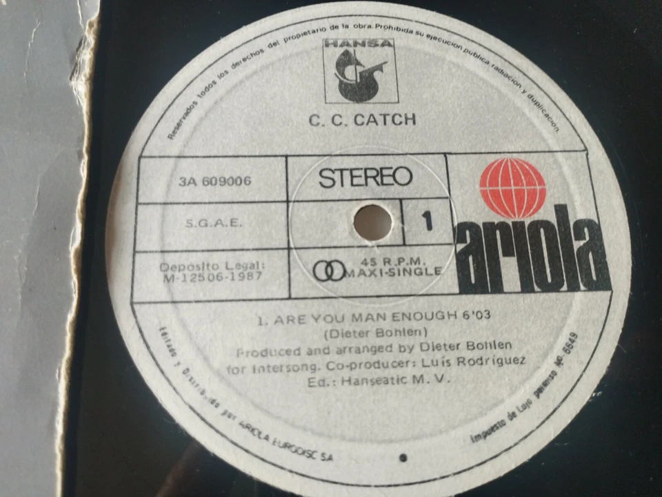 C.C.Catch Are You Man Enough 1987 Hansa 3A609006 - Maxi LP vinyl 12 " G+ - Image 2 of 4
