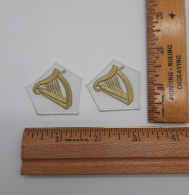 2X Guinness Gold Harp Logo Patch Iron on Badge Ireland Souvenir Gift Patch 1.5''