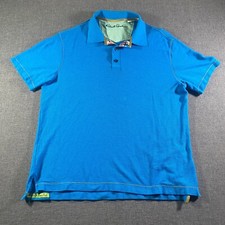 Robert Graham Short Sleeve Polo Shirt Mens Size Medium Blue Stretch Contrast