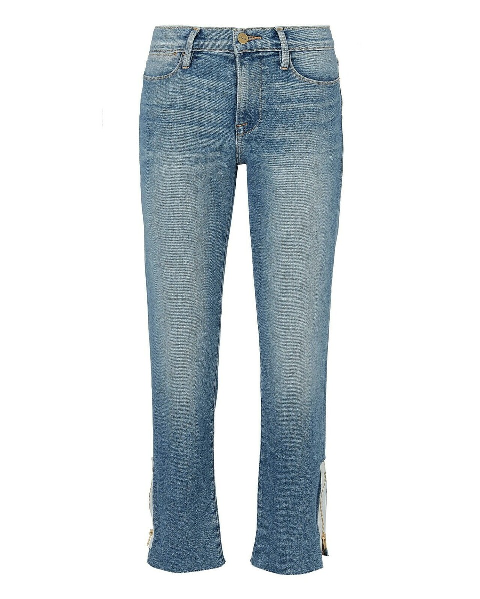 FRAME Denim Le High Straight Side Ankle Zip Jeans in Allowell 23