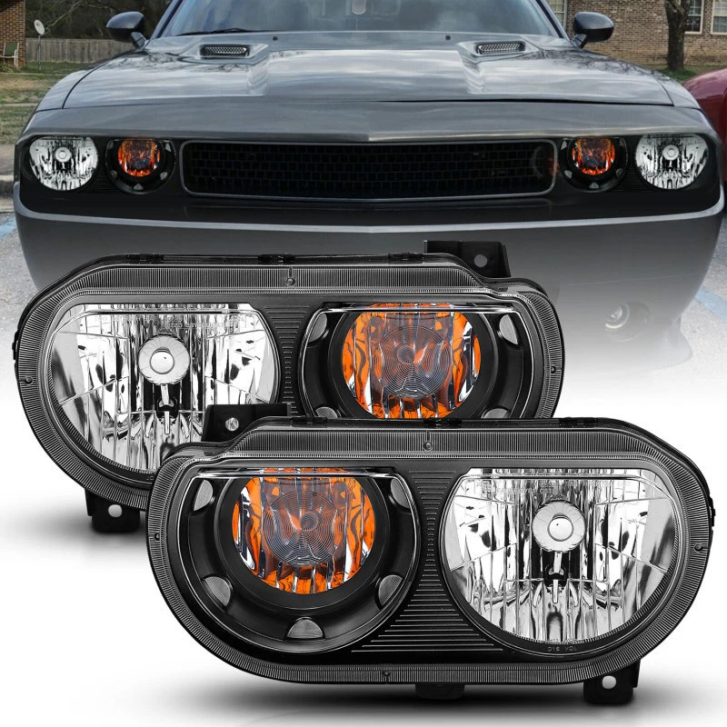 Faros de cristal negros ANZO para Dodge Challenger 2008-2014 Foto 3 de 4
