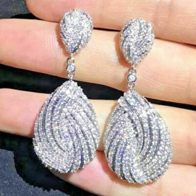 Boucles D'oreilles Clous Homme Diamants Lab-créés - 2 Ct Total - Plaqué Or Blanc 14k Sur Argent 925 - Neuf Sans Emballage