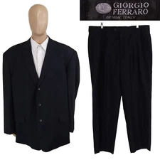 Giorgio Ferraro Super 120s Two Piece Solid Navy Blue Big Tall Suit 56R 40X28.5