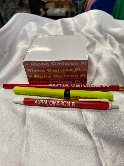 Alpha Omicron Pi Combo Memo Cube, Pen, Pencil VINTAGE, RETIRED