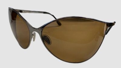 $630 Balenciaga Women's Silver Oversized Cat Eye Sunglasses Shades Sz 77-16-120