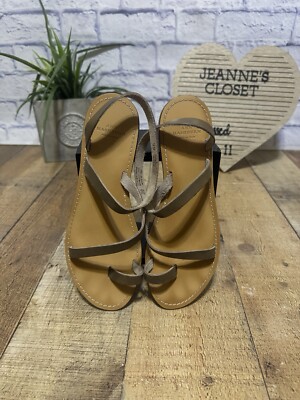 Ann Mashburn Diagonal Strap Platino Leather sandals size 39