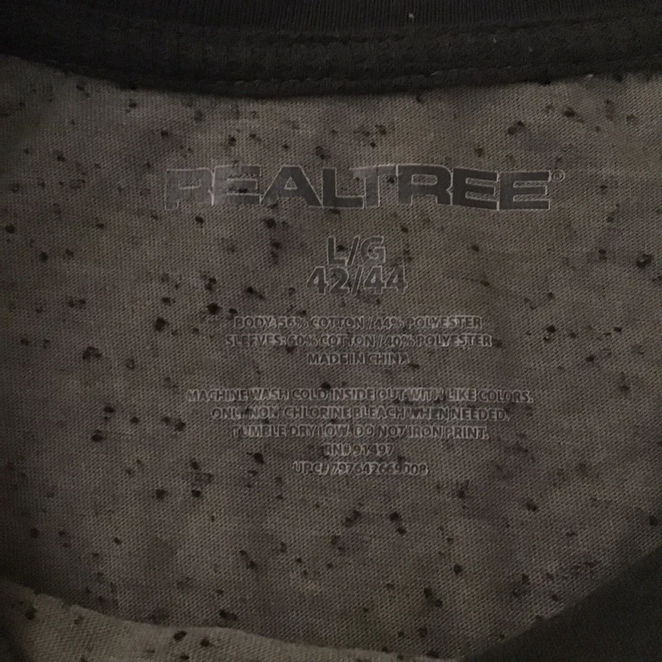 Realtree Mens Sz L Waffle Long Sleeve Tshirt Green Spell Out Down Sleeve - Image 2 of 4