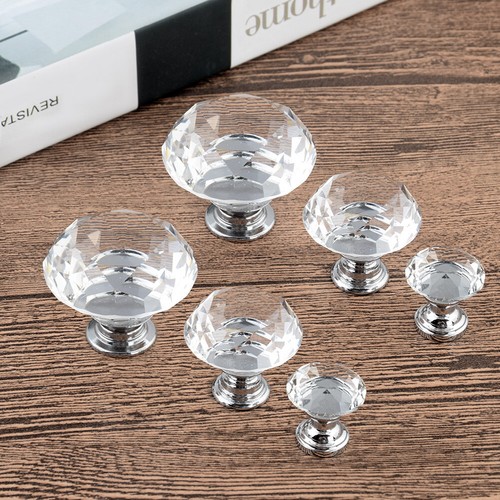 1pcs/10Pcs Cupboard Pull Knobs With Screws Glass Crystal Handle Clear Wardrobe - Picture 9 of 12