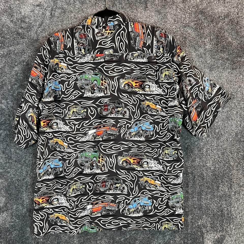 Reyn Spooner Car Shirt Mens Large Eddy Y Spun Rayon Vintage Muscle Hot Rods - Image 2 of 4