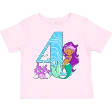 Inktastic Fourth Birthday Mermaid Toddler T-Shirt Birthdays 4th Four Year Old
