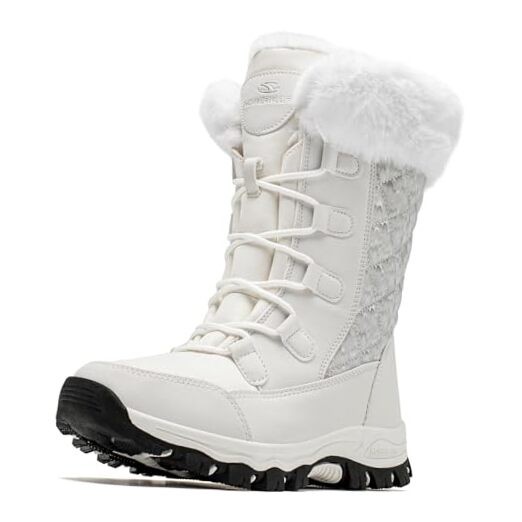  Girls Winter Snow Boots 4 Big Kid Off-white