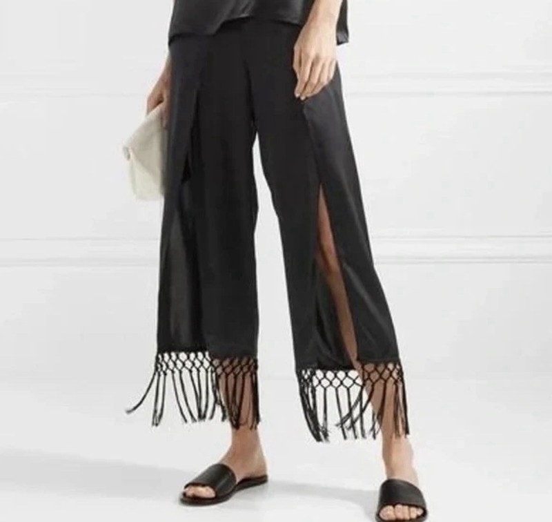 Cami NYC The Max Fringe Pants Size S $398 Bode Black 100% Silk