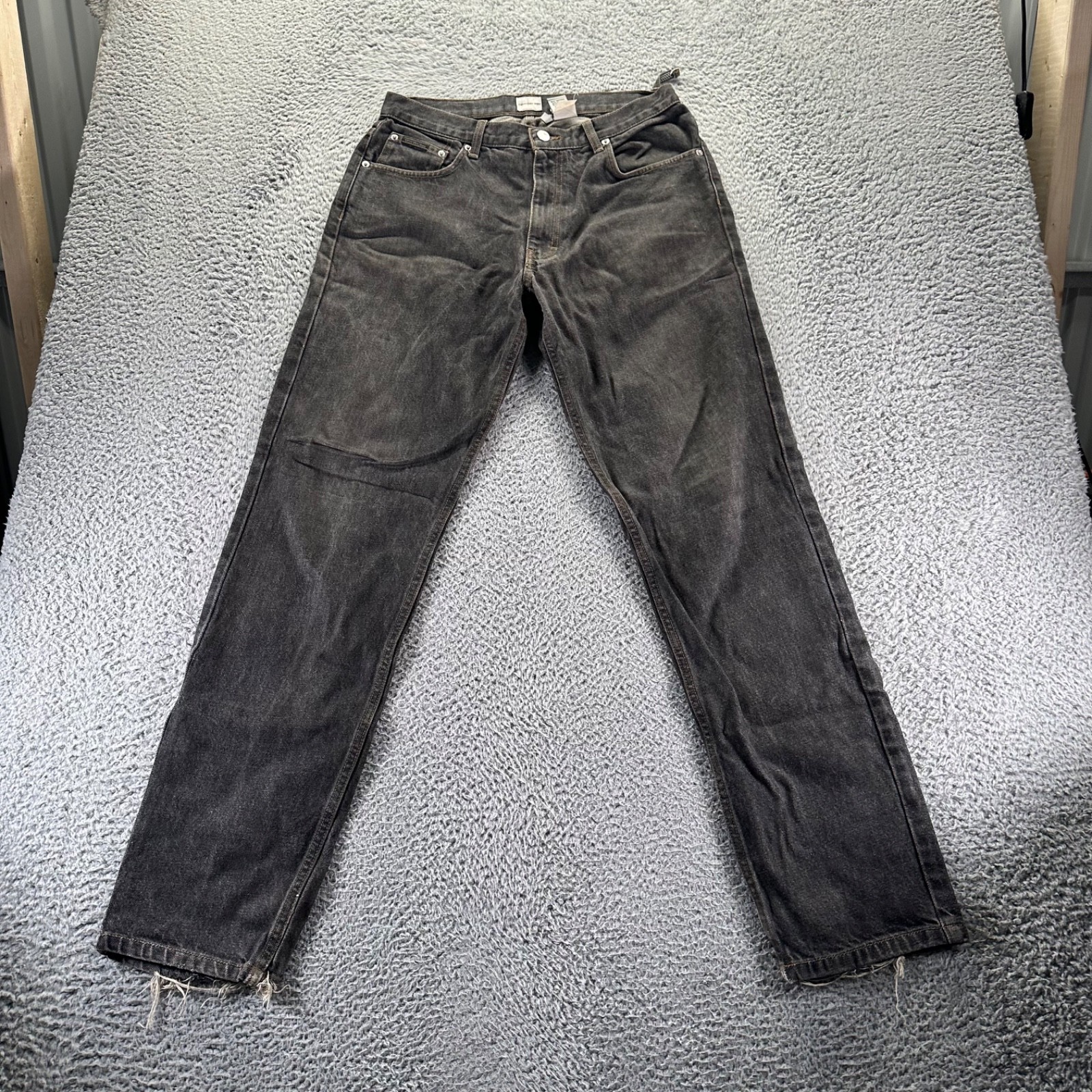 Mens 31x34 Black Dark Wash Cotton Slim Fit Denim
