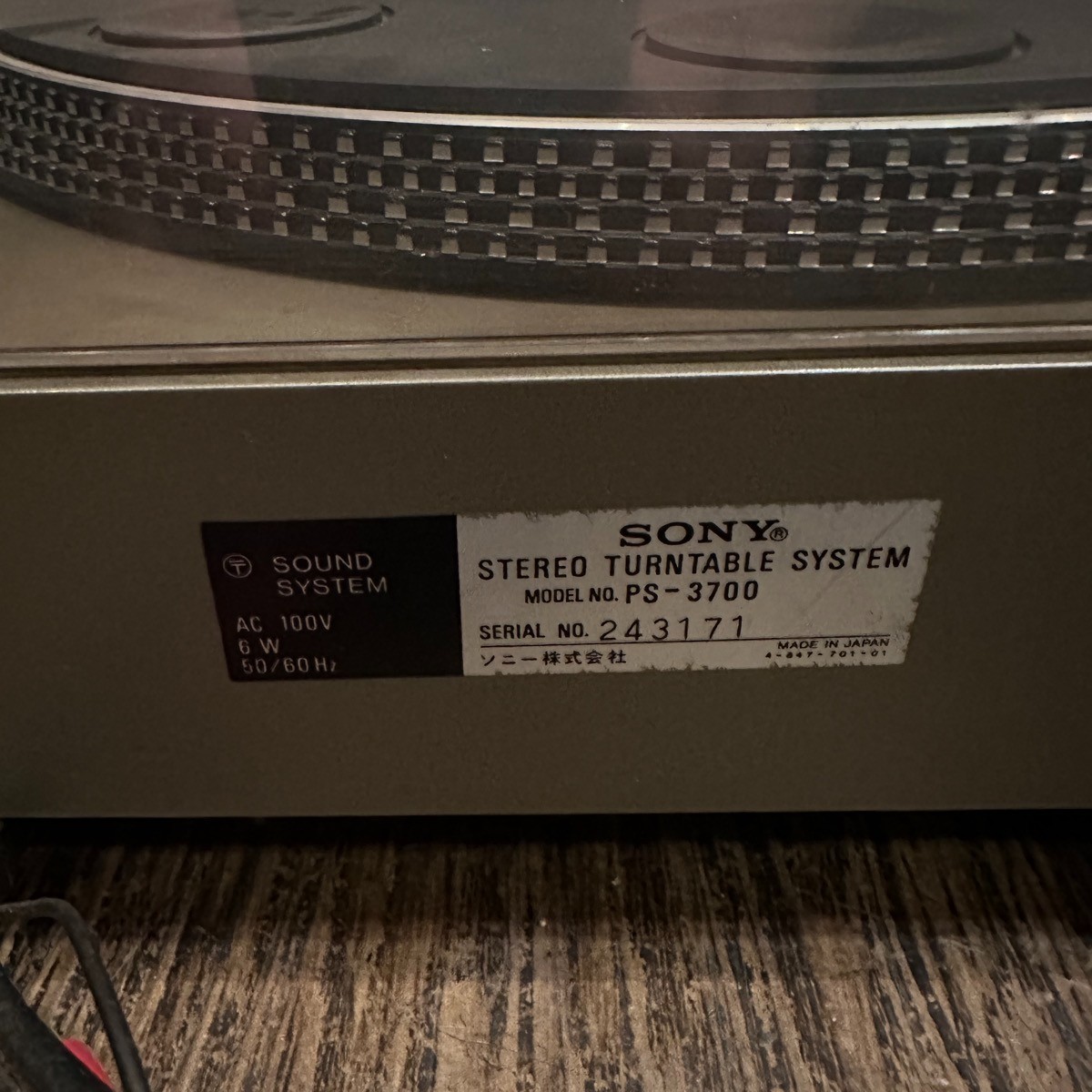 Sony PS-3700 Stereo Turntable Direct Drive Turntable Vintage