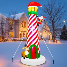 10FT Christmas Inflatables Giant Lighthouse 2025 NEW LED Outdoor Decoration