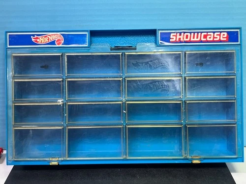 1/64 VINTAGE 1981 HOT WHEELS SHOW CASE FOR 16 CARS PLASTIC BLUE