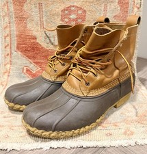 Vintage L.L.Bean Men s US 10 M Duck Boots Water Resistant Leather/Rubber Brown