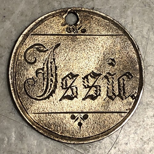 LIEBESMARKE "Jessie" auf deutschen 20 Pfennig.900 Silber 1873 bis 1877 gelocht