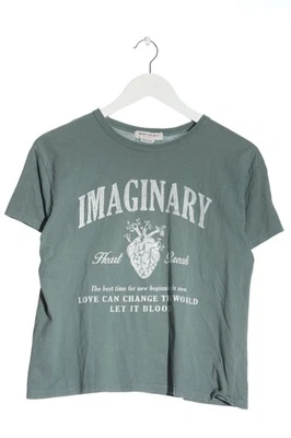PULL & BEAR T-shirt imprimé Dames Haut T EU 38 blanc-kaki style décontracté - Photo 1/4