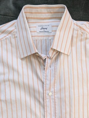 Brioni Neiman Marcus Men's Dress Shirt White Striped 16.5R