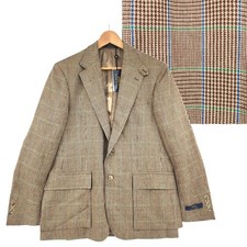 Polo Ralph Lauren Glen Plaid Blazer 42R Men Linen Brown Academia Italy NEW 1198