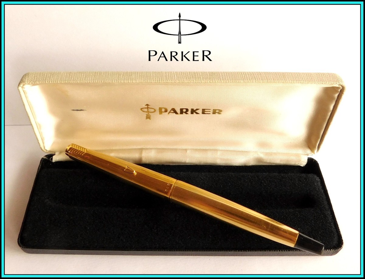 PARKER 45 INSIGNIA Black Tassie Fountain Pen 14k MEDIUM Nib with