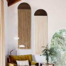 Macrame Wall Hanging Boho Tapestry Wood Cotton Tassels Living Room Decor