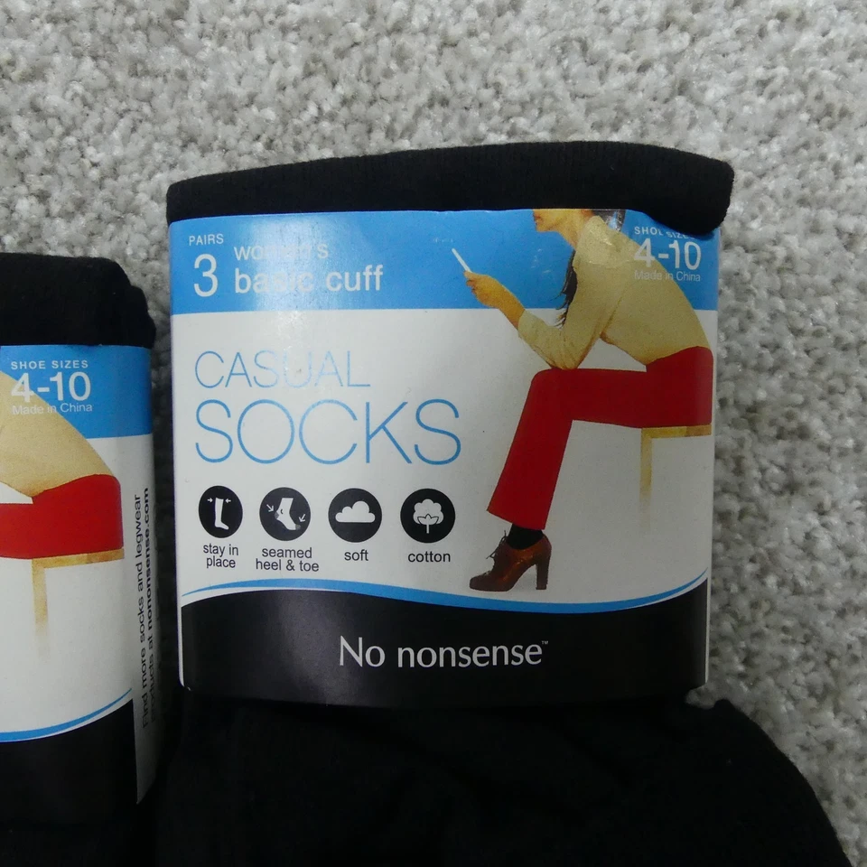 Calcetines No Nonsense para mujer talla de zapato 4-10 negros puño básico informales 9 pares Foto 4 de 4