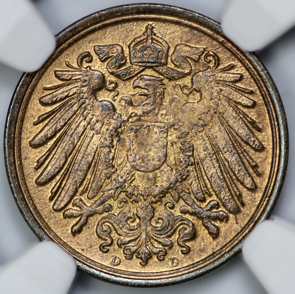 1908-D Germany 1p Pfennig NGC MS 64 RB - Image 2 of 4