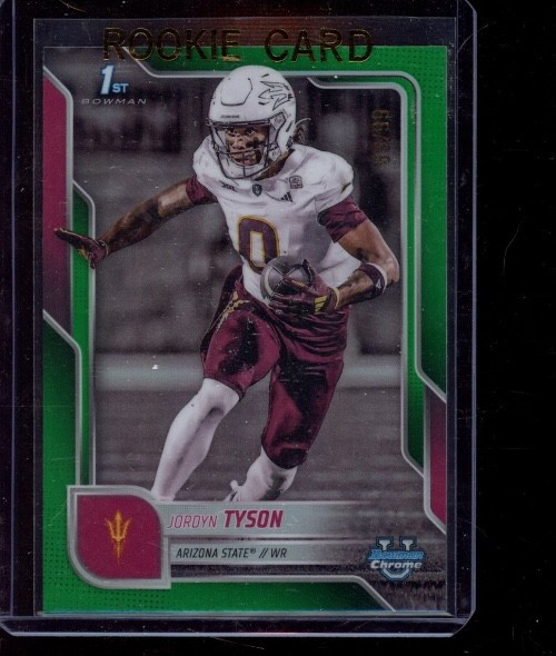 2025 BOWMAN CHROME U FOOTBALL JORDYN TYSON 1ST BOWMAN GREEN PARALLEL 69/99