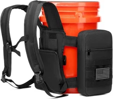 Backpack for 5 Gallon Buckets - Universal Bucket Organizer with Pocket Black 