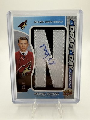 2022-23 Upper Deck SP Game Used 2014 Draft Day Marks Michael Bunting /35
