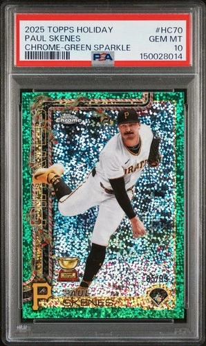 2025 Topps Chrome Green Sparkle Rookie Paul Skenes HC70 Pirates PSA 10 /99