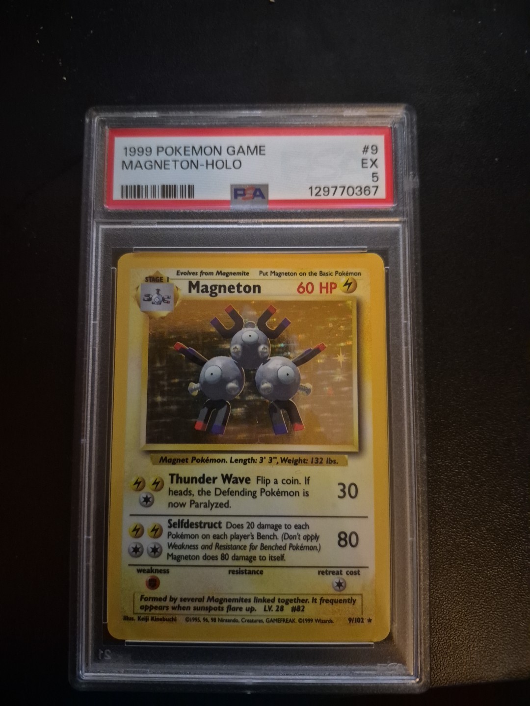 1999 POKEMON GAME #9 MAGNETON-HOLO PSA 5