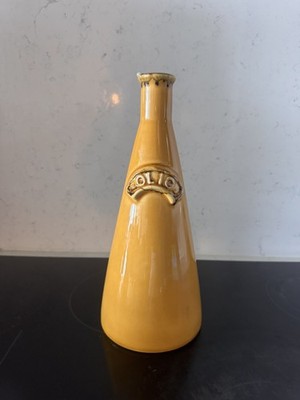 Vintage Crate & Barrel Yellow Large Olive Oil Bottle Stoneware