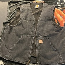 Vintage Carhartt V26 Sherpa Lined Canvas Black Work Vest Size XL