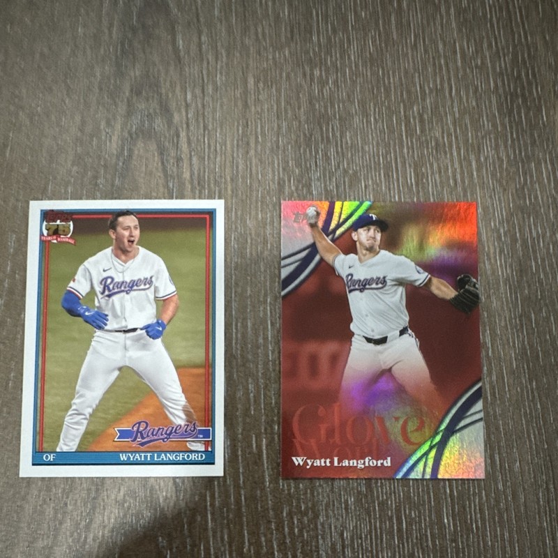 Topps 2026 Wyatt Langford Texas Rangers Chrome/Insert 2-Card Lot #918-48 CW-01