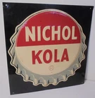 Vintage 1950's Original NICHOL KOLA Embossed Tin Metal Sign Soda Pop Bottle Cap