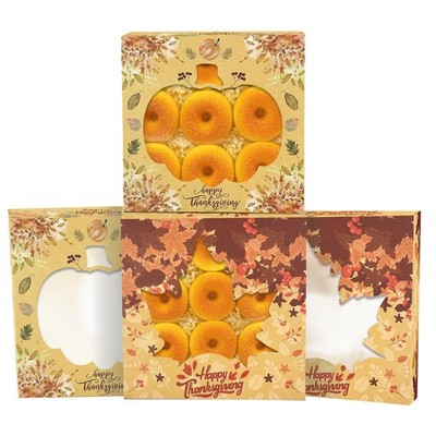 Thanksgiving AutoPop Up Pie Box Window 9x9x2.5 Inch Donut Pastry 30 PCS