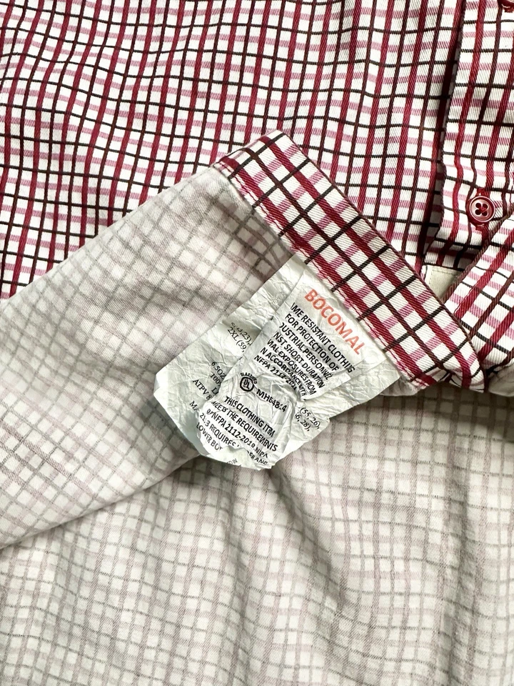 BOCOMAL FR Shirts Flame Resistant Plaid Shirt NFPA2112/CAT2 7.5oz Fire Resist LT - Image 4 of 4